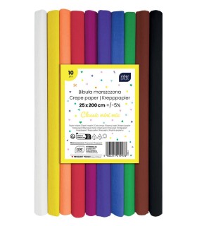 Bibuła marszczona 10 klasycznych kolorów 25x200 cm, Interdruk