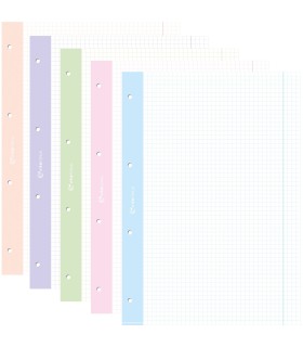 5x wkład do segregatora A4, kratka, kolorowe marginesy 5×50 kartek (każdy pakiet inny kolor)