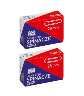 Spinacze biurowe okrągłe 28 mm „Grand” – 100 szt., metalowe, ocynkowane - zestaw 2 sztuk