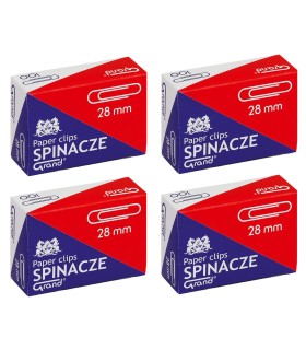 Spinacze biurowe okrągłe 28 mm „Grand” – 100 szt., metalowe, ocynkowane - zestaw 4 sztuk
