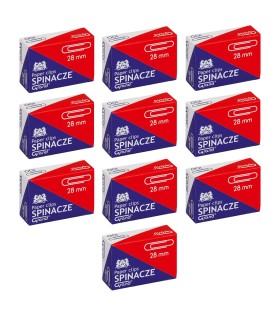 Spinacze biurowe okrągłe 28 mm „Grand” – 100 szt., metalowe, ocynkowane - zestaw 10 sztuk