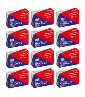 Spinacze biurowe okrągłe 28 mm „Grand” – 100 szt., metalowe, ocynkowane - zestaw 12 sztuk
