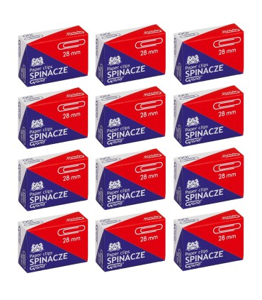Spinacze biurowe okrągłe 28 mm „Grand” – 100 szt., metalowe, ocynkowane - zestaw 12 sztuk