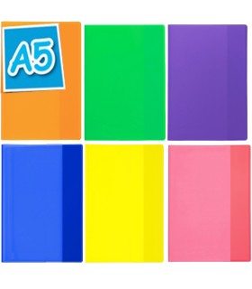 6x kolorowe okładki A5 na zeszyty – każda inna – przezroczyste, mocna folia PVC