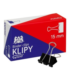 Klipy biurowe, klipsy do organizacji dokumentów, papieru,  15 mm (1/2”), 12 szt., Grand
