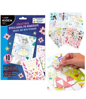 Kreatywna wyklejanka po numerach 10 arkuszy KIDEA MAGICZNY ŚWIAT