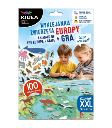 Wyklejanka KIDEA ZWIERZĘTA EUROPY Gdzie one żyją? + gra planszowa
