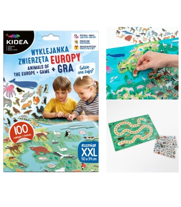 Wyklejanka KIDEA ZWIERZĘTA EUROPY Gdzie one żyją? + gra planszowa