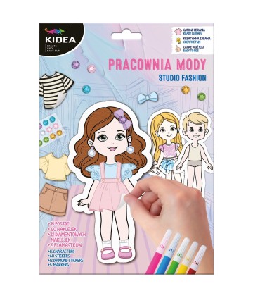 Zestaw kreatywny KIDEA PRACOWNIA MODY 15 postaci + naklejki + flamastry