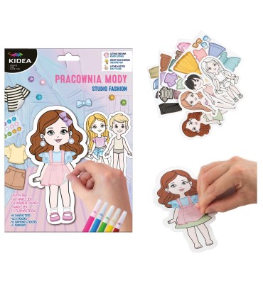 Zestaw kreatywny KIDEA PRACOWNIA MODY 15 postaci + naklejki + flamastry