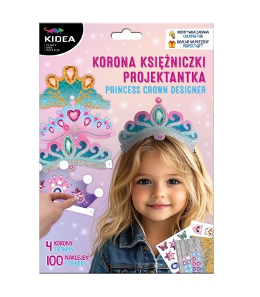 Zestaw kreatywny małej projektantki KIDEA KORONA KSIĘŻNICZKI 4 korony 100 naklejek