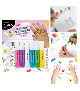 Zestaw kreatywny PIERŚCIONKI DO OZDABIANIA KIDEA 40 wzorów, 4 pierścionki