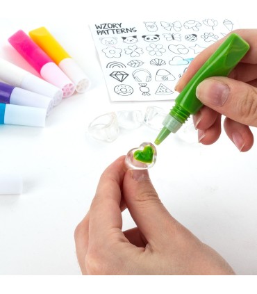 Zestaw kreatywny PIERŚCIONKI DO OZDABIANIA KIDEA 40 wzorów, 4 pierścionki