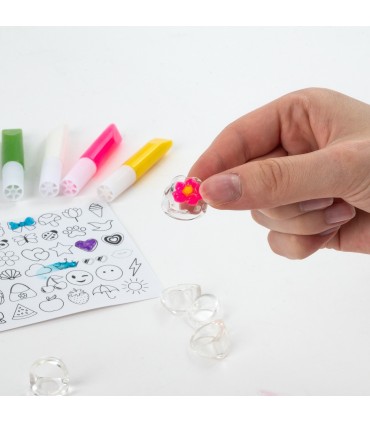 Zestaw kreatywny PIERŚCIONKI DO OZDABIANIA KIDEA 40 wzorów, 4 pierścionki