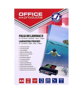 Folia do laminowania A4 Office Products 2×80 µm Błyszcząca 100 szt.