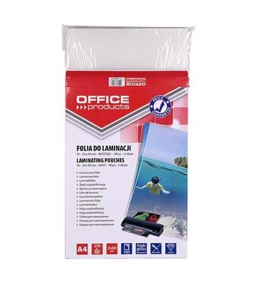Folia do laminowania A4 Office Products 2×80 µm Błyszcząca 100 szt.