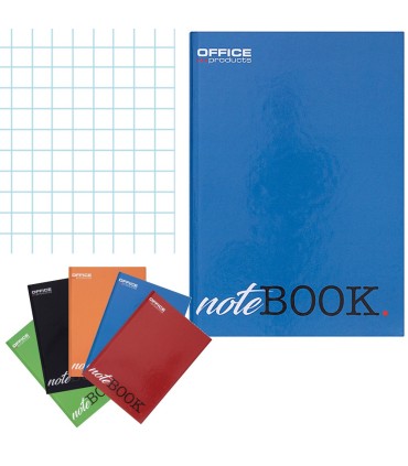 Brulion OFFICE PRODUCTS A4 w kratkę 96 kartek mix kolorów – twarda okładka