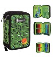 Trzykomorowy piórnik z wyposażeniem ASTRABAG JUMBO PIXEL ONE