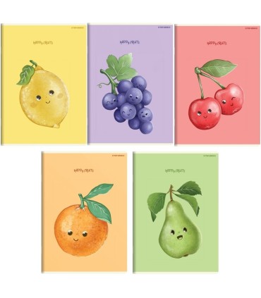 5x ZESZYT TOP 2000 A5 32 KARTKI HAPPY FRUITS LINIA Z MARGINESEM KAŻDY INNY
