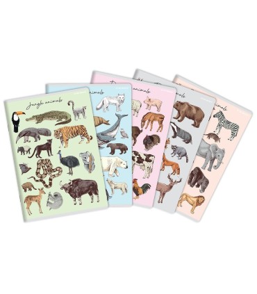 5x ZESZYT TOP 2000 A5 32 KARTKI POLIPROPYLEN ANIMALS KRATKA KAŻDY INNY