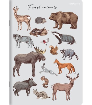 5x ZESZYT TOP 2000 A5 32 KARTKI POLIPROPYLEN ANIMALS KRATKA KAŻDY INNY