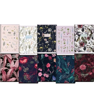 10 X ZESZYT TOP 2000 A5 32 KARTKI, KRATKA z MARGINESEM SECRET GARDEN