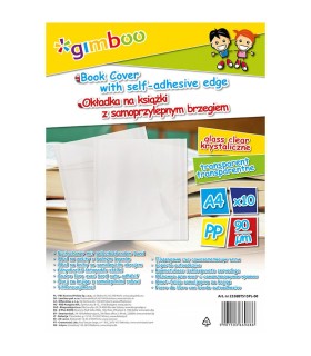 10x okładka A4 z samoprzylepnym brzegiem na książki transparentna GIMBOO 30,5x54 cm