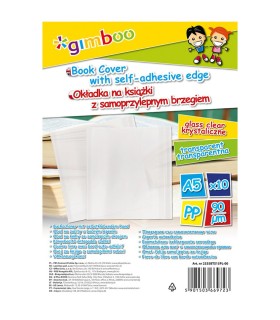 10x okładka A5 z samoprzylepnym brzegiem na książki transparentna GIMBOO 25x46 cm