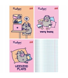 3 X ZESZYT A5, 32 KARTKI, UNIPAP, KRATKA z MARGINESEM, PUSHEEN KOTEK KOT