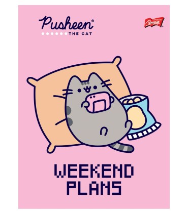 3 X ZESZYT A5, 32 KARTKI, UNIPAP, KRATKA z MARGINESEM, PUSHEEN KOTEK KOT
