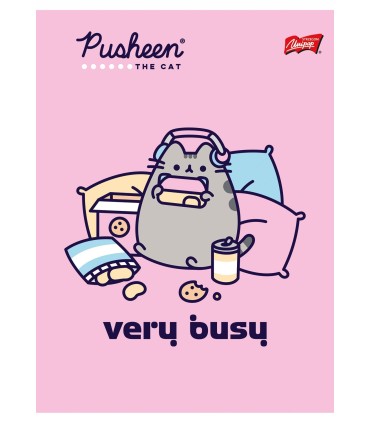 3 X ZESZYT A5, 32 KARTKI, UNIPAP, KRATKA z MARGINESEM, PUSHEEN KOTEK KOT