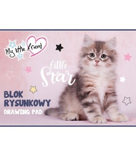 Blok rysunkowy A4 20 białych kartek, Unipap My little friend kotek