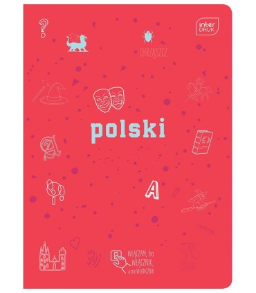 ZESZYT A5 DO JĘZYKA POLSKIEGO, 60 KARTEK, LINIA, PRZYDATNE ŚCIĄGI