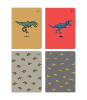 4 X ZESZYT A5, 32 KARTKI, KRATKA Z MARGINESEM, DINOZAURY