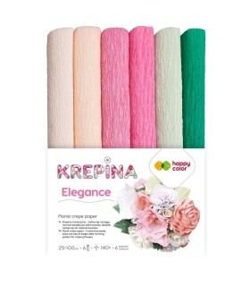 Happy Color Krepina marszczona 25x100 cm Elegance 6 kolorów do kwiatów i dekoracji