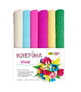 Happy Color Krepina marszczona 25x100 cm VIVID 6 kolorów do kwiatów i dekoracji