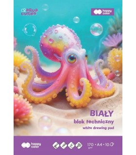 Blok biały techniczny aqua cuties 170g, A4 HAPPY COLOR - 10 kart