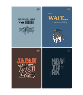 4x zeszyt A5, 60 kartek, kratka kolekcja "Introvert & World" Interdruk