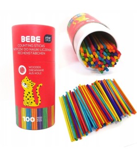 Drewniane kolorowe patyczki do nauki liczenia 100 sztuk INTERDRUK