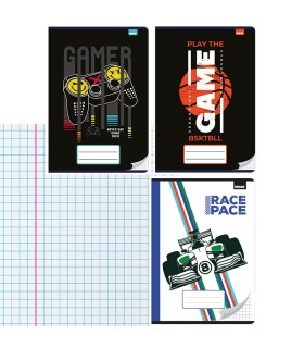 3x zeszyt A4, 60 kartek, kratka z marginesem, game dla chłopca, Beniamin Rexus