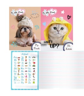 2 SZT. X ZESZYT A4 DO NAUKI PISANIA, 32 KARTKI, W TRZY LINIE, MY LITTLE FRIEND, KOTEK I PIESEK