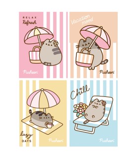 4 X ZESZYT A5, 32 KARTKI, KRATKA, PUSHEEN KOTEK KOT